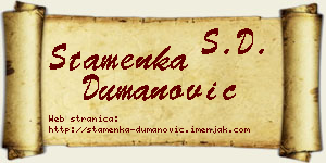Stamenka Dumanović vizit kartica